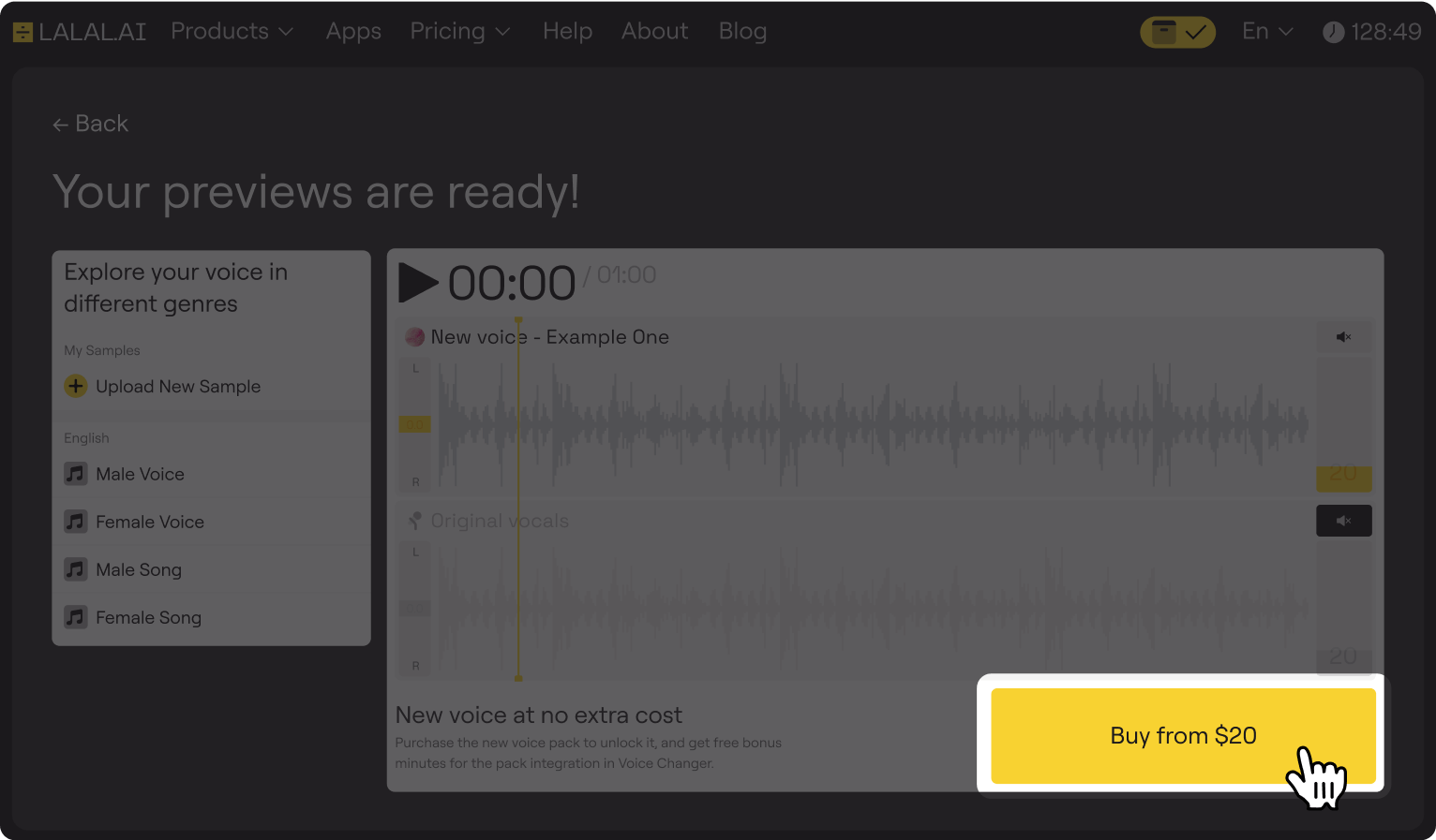 Get an access to your voice clone