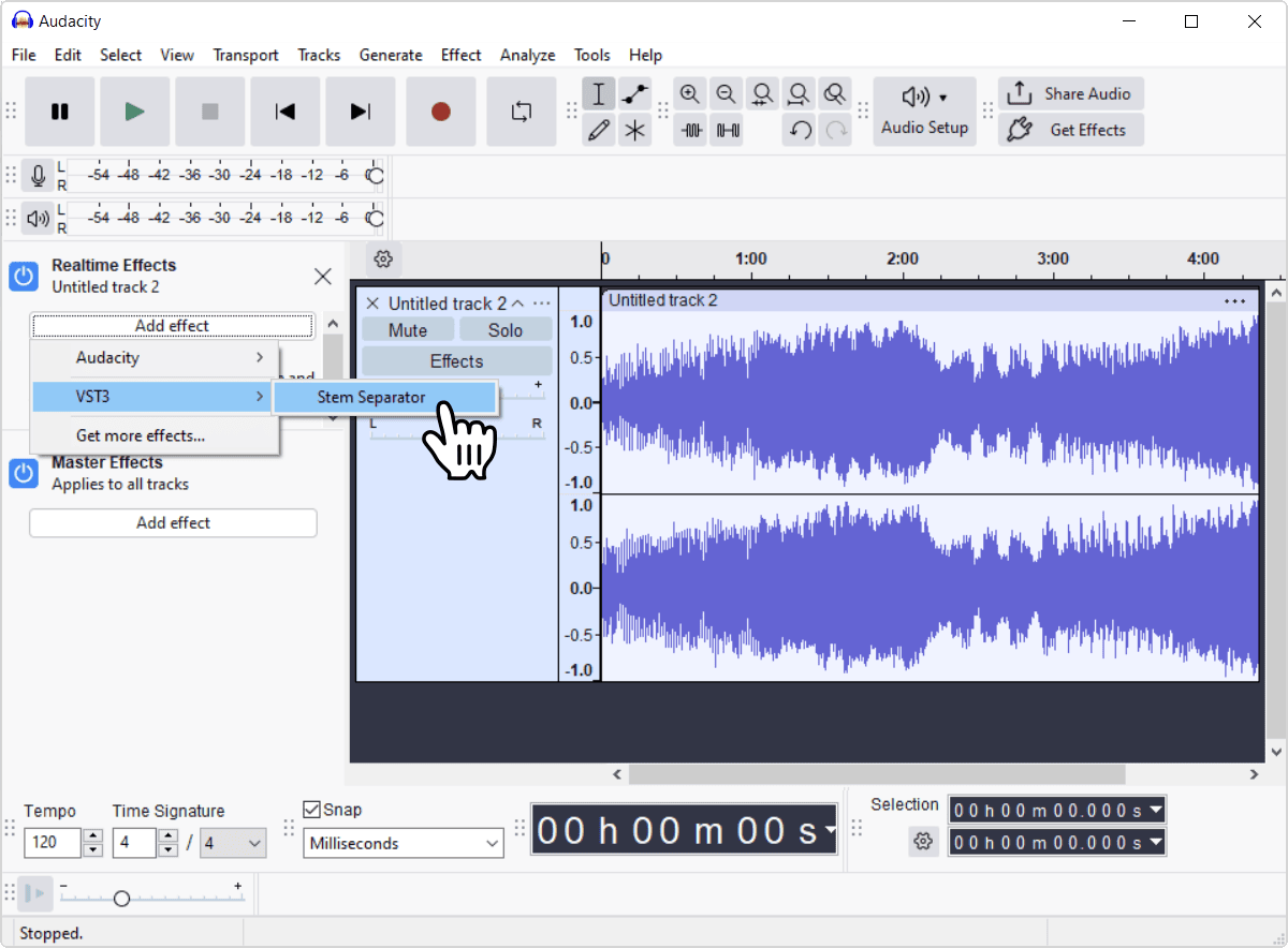 Adding Stem Separator as a VST3 effect on a track