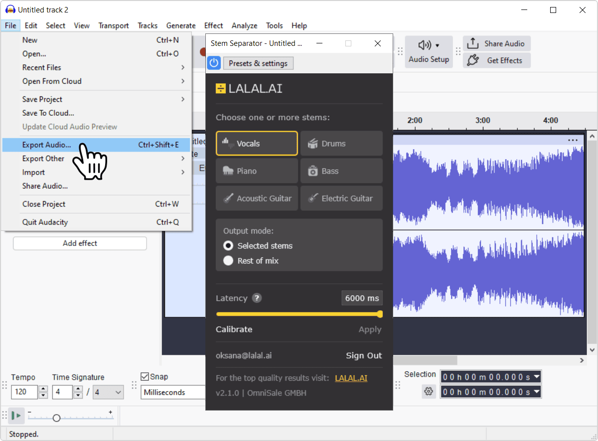 Exporting the processed track from the DAW